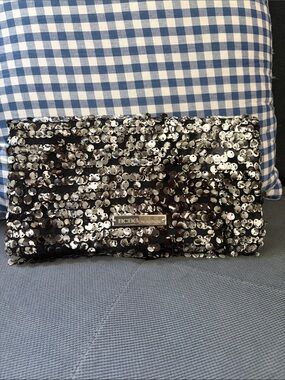BCBGeneration Black and Silver Sequin Clutch